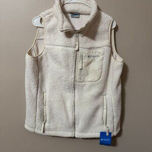🧊 223 | Columbia West Bend Vest | Sherpa Fleece NWT | Off-White Cream Zip Vest
